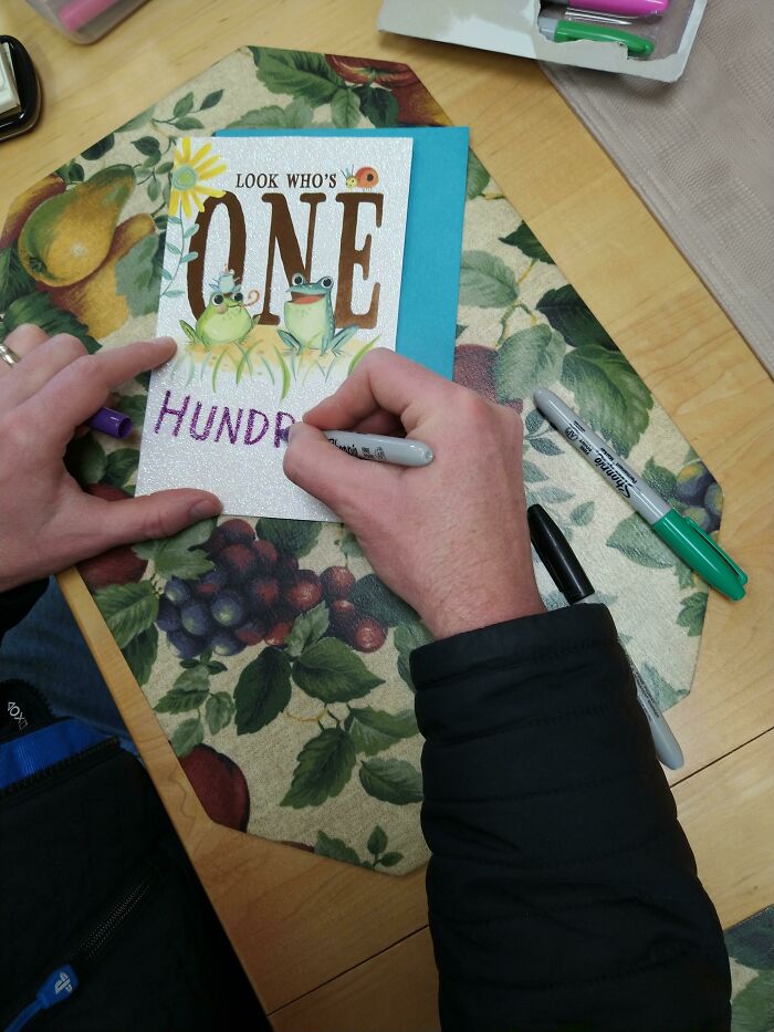 My Brother Couldn't Find A Suitable Card For Our Grandma's Birthday, So He Improvised, A Little