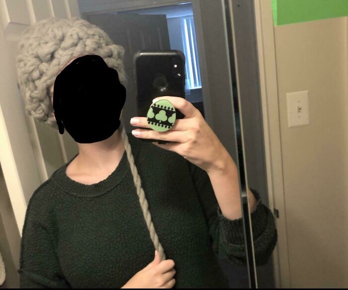 Tried To Make A Beanie With Jumbo Yarn…instead Made A Grandma Wig