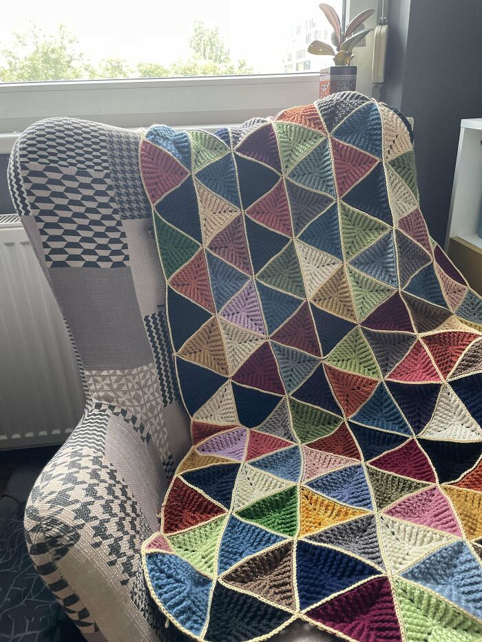 Finally Finished My Leftover Yarn Tringle Blanket