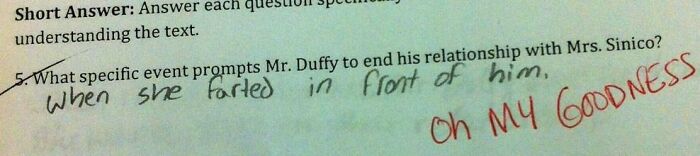My Sister Is An English Teacher And Graded This Test Today. In Fairness, It's Ended A Lot Of Relationships