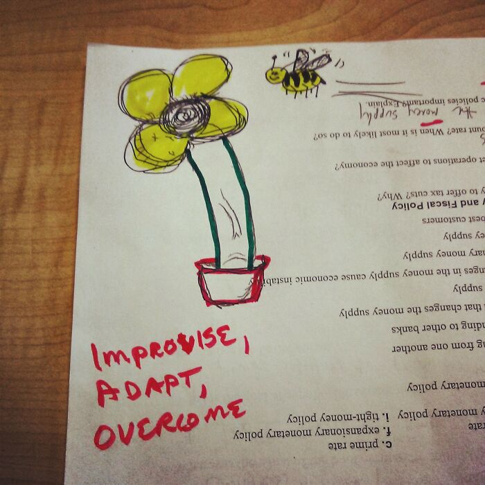 Someone Decided It Would Be Funny To Draw Male Genitalia On My Homework. I Had To Turn It In Regardless. This Is How My Teacher Returned It To Me