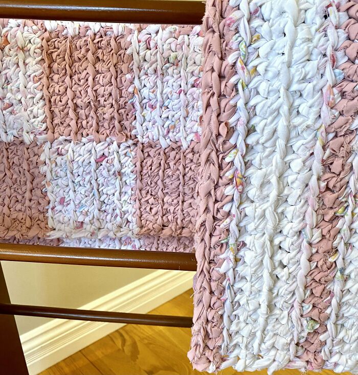 I Repurpose Sheets And T-Shirts That Aren’t Used Any More Into Rugs And Baskets And More. I Crochet Them But They Can Be Knitted, Woven Or Sewn To Create Something New And Beautiful For Your Home