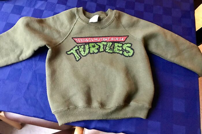 My Mom Started Secretly Cross Stitching This Sweater For Me 28 Years Ago, She Finally Finished It And Gave It To My 3-Year-Old For His Birthday