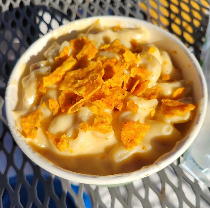 Mac N' Cheese with Doritos cheese on top