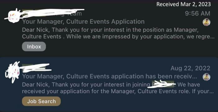 Nice. Rejection Email Six Months After Applying. Reasonable Timeframe To Get Back To An Applicant, Don't You Think?