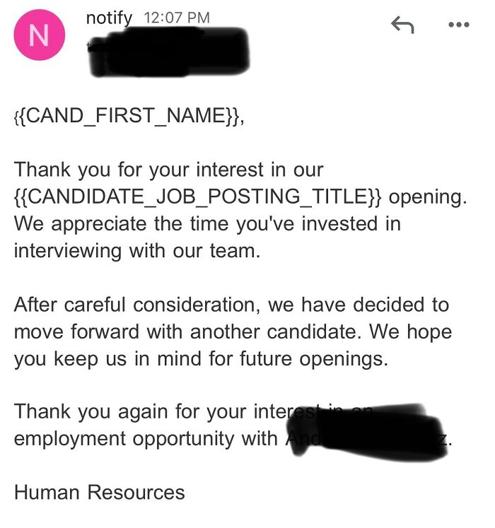 Thank You For The Personalized Rejection