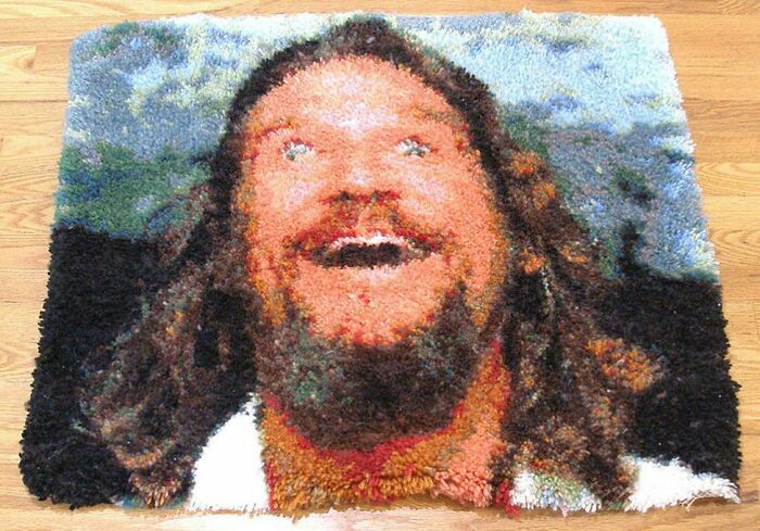 Colorful Jason Momoa face rug