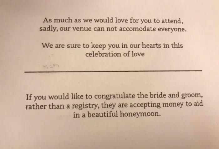 You’re Not Invited, But Send Money