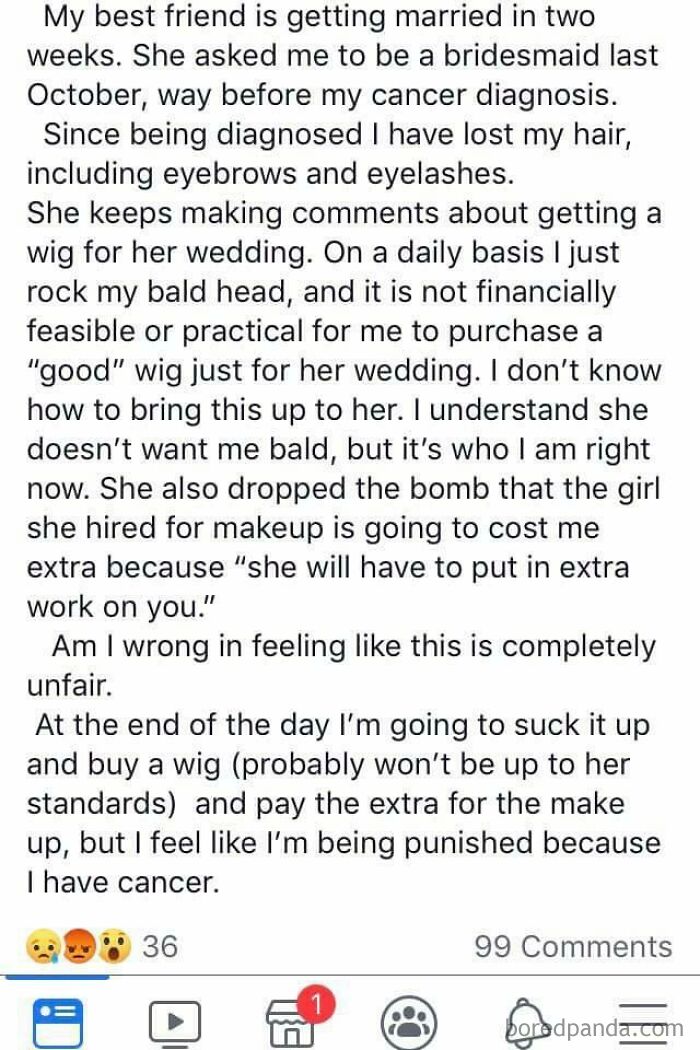 Entitled Bride Wants Bm To Wear Wig To Wedding