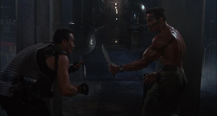 John and Bennett knife fighting 