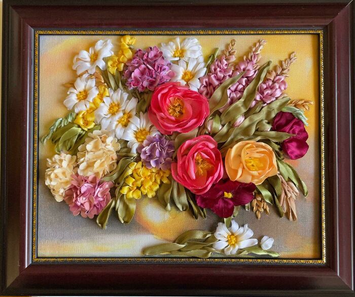 Remembering Summer. My Latest Ribbon Embroidery Project