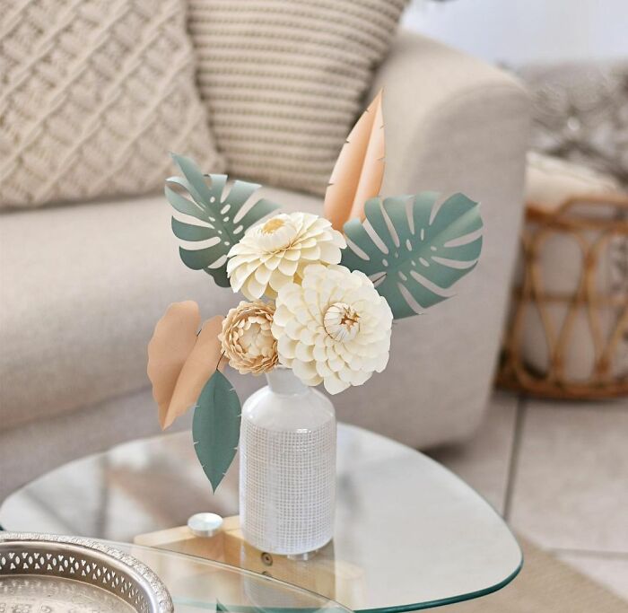 paper craft flowers in the vase