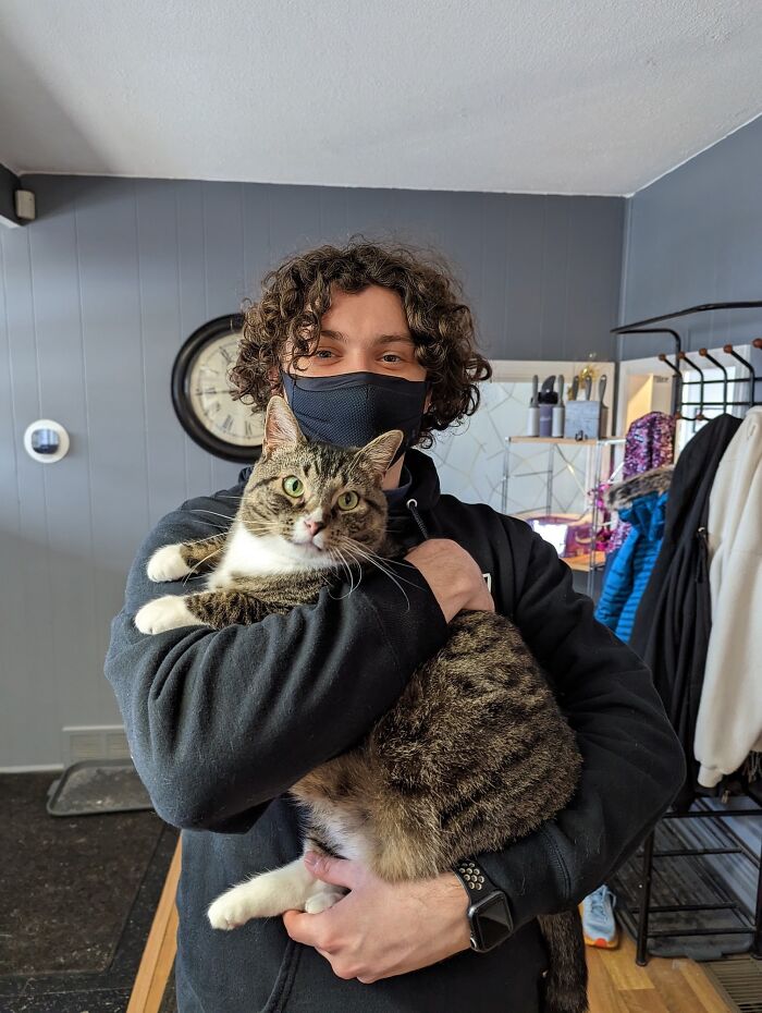 Finalmente adopté un gatito propio. Esta es (la Gran) Billie. Le pusieron el nombre de una cabra por sus cabezazos