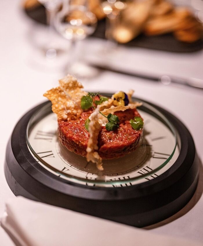 Steak Tartare Served On A Clock?