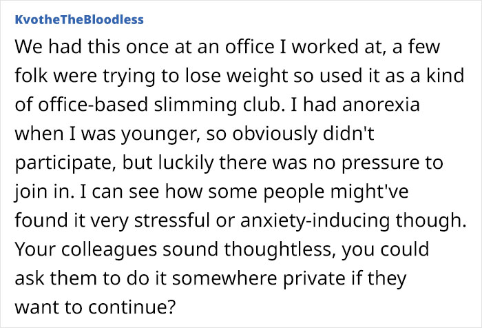 Person Is Left Confused After Their Colleague Brings Scales To Work, Gets Everyone To Weigh Themselves In Front Of Each Other