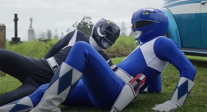 Picture of black and blue Power Rangers