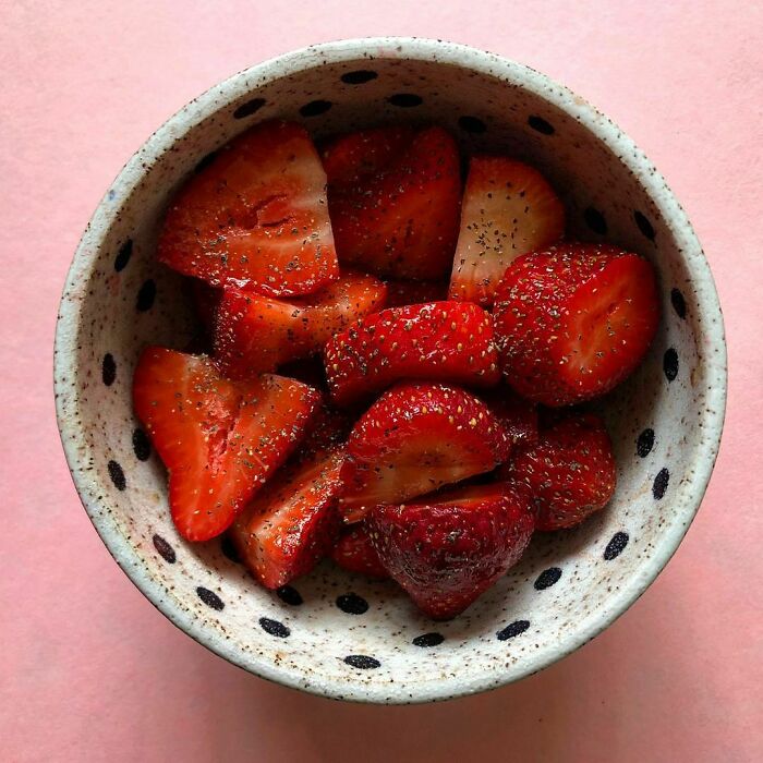 Strawberries sprinkled with peppers