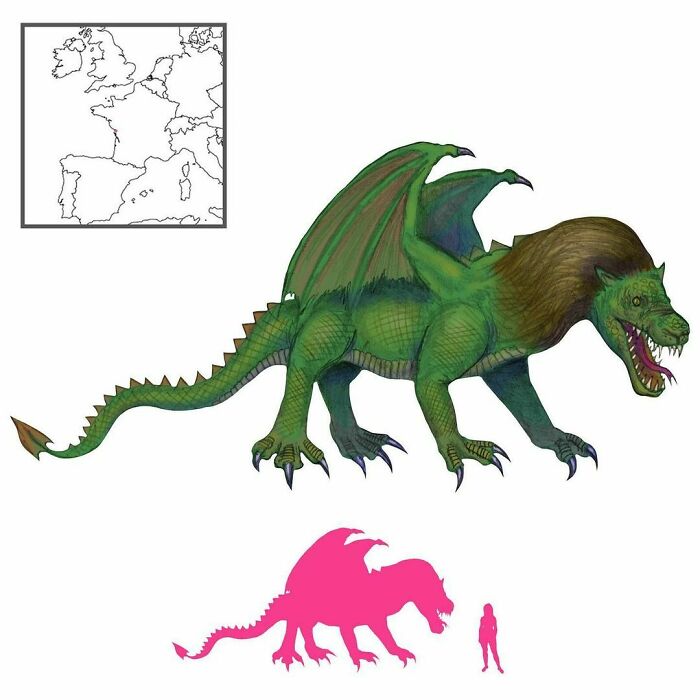 A Dragon That Does Not Get Slain By A Saint, But Rather Is Imprisoned By Seven “Pagan Heroes”. The Rô Beast Of Aytré And La Rochelle Is Also Compared To A Lion On An Archway, So I Gave It Some Leonine Features. Also, You Don’t Often Hear About Dragons Being Cunning And Setting Traps