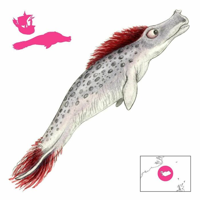 The Hrosshvalur, Horse-Whale, Or Walrus Is One Of The Many Illhveli Or Evil Whales That Terrorize Icelandic Seas. It Has A Red Mane And Big Eyes, And Delights In Sinking Ships And Drowning Sailors. Its Meat Is Inedible, And Saying Its Name At Sea Will Attract Its Attention
