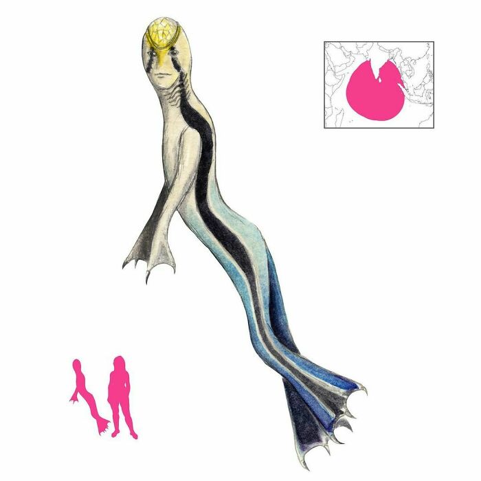 The Tabib Al-Bahr Or Doctor Of The Sea Is A Gentle Marine Creature From Middle Eastern Alchemical Texts. It Can Shapeshift Into A Giant Sea Monster, But Its Good Nature Leads It To Healing Others With The Magical Gemstone On Its Forehead