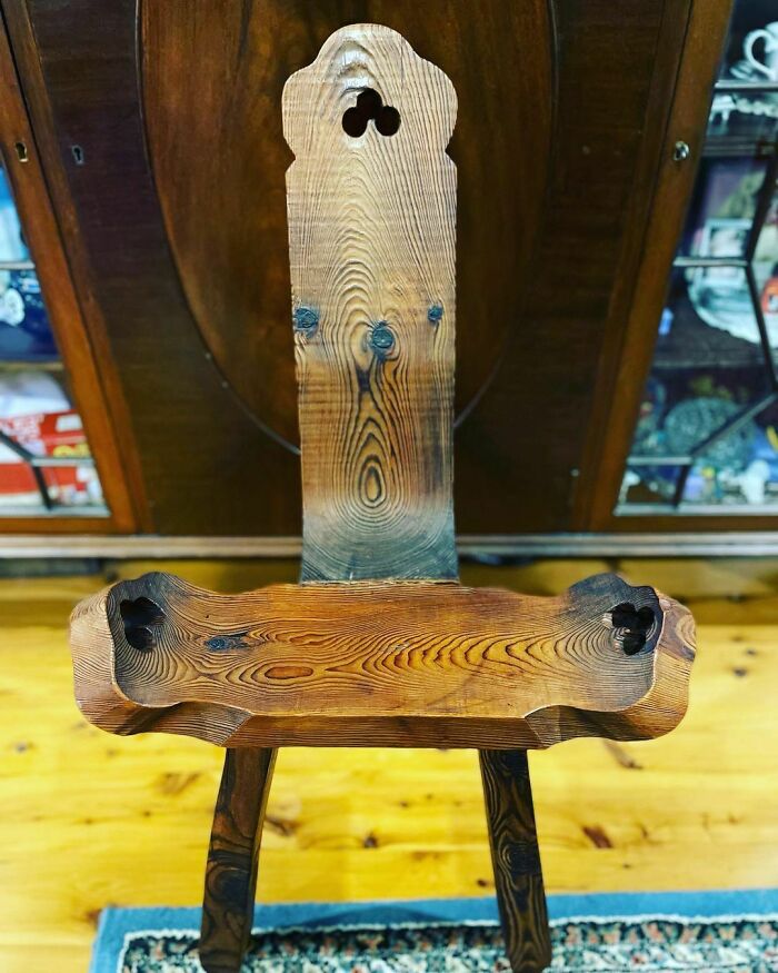 Antique Hand Carved Spinning Chair Made 1830’s To 1900’s