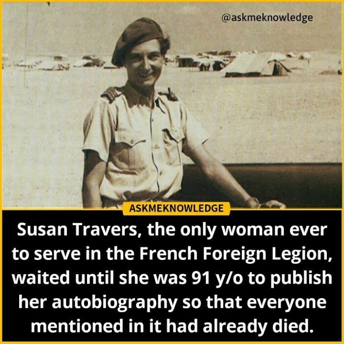 A woman in military attire, representing a unique fact shared by an Instagram page.