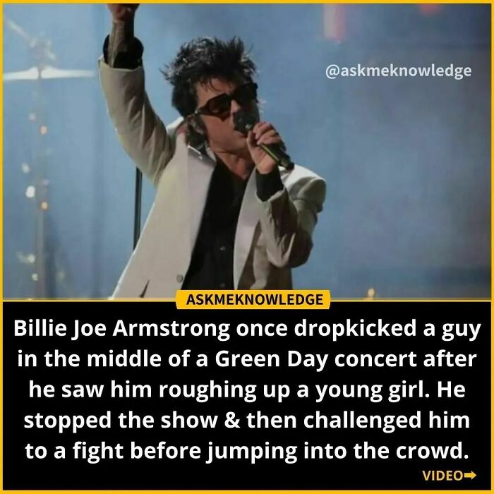 Singer performing energetically on stage, highlighting an interesting fact from an Instagram page.