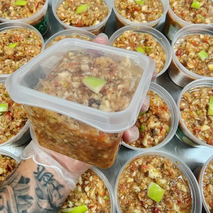 Lunch box with salsa and apples