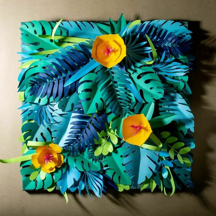 picture with flowers made out of the paper