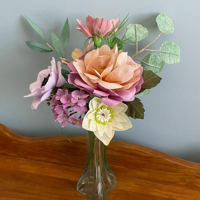 a paper flowers in the vase