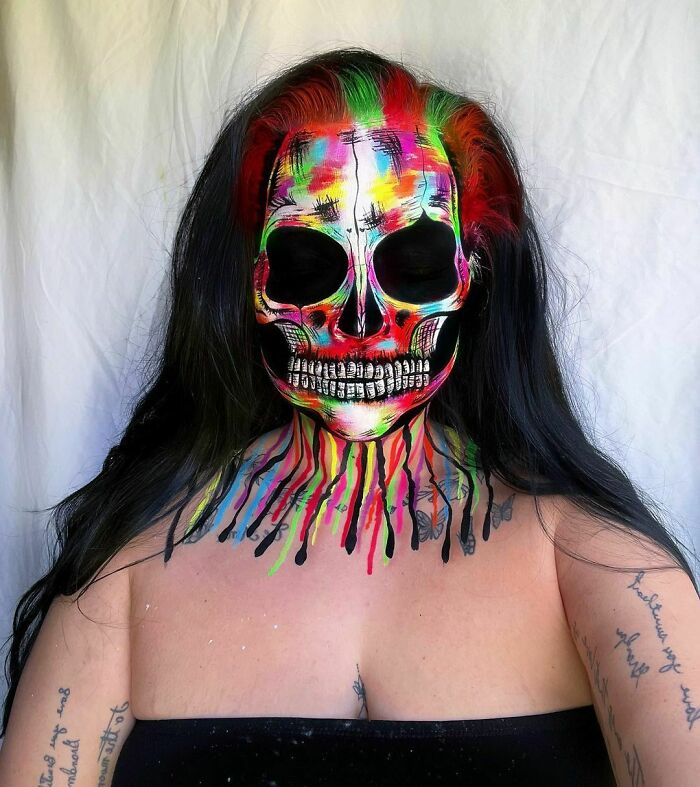 Brushstroke Rainbow Skull