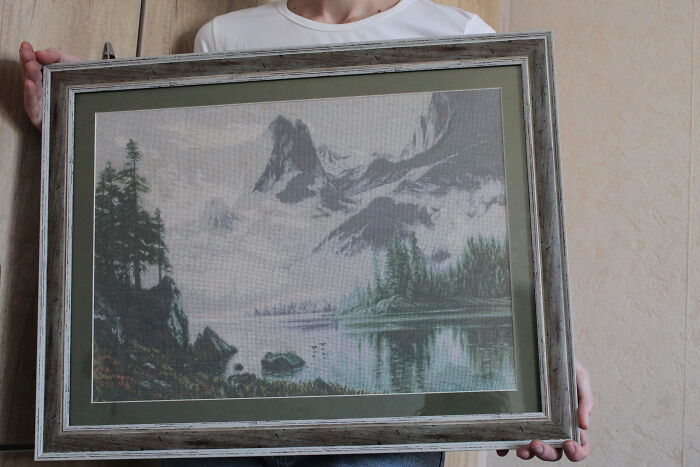 Mountains Finished Cross Stitch