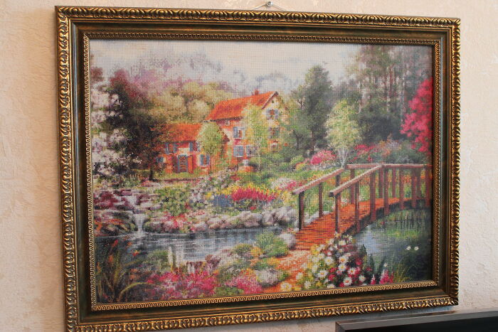 Garden Finished Cross Stitch