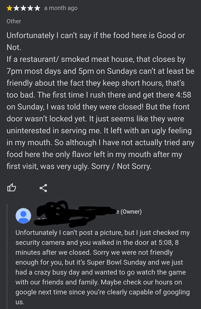 Left One Star Review On The Super Bowl Sunday