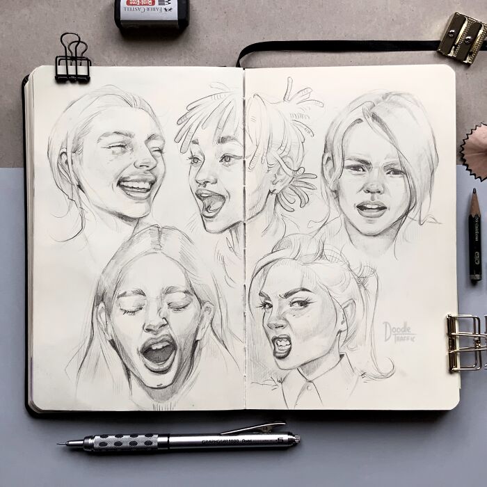 My Self-Taught "Portrait Sketchbooking" Art