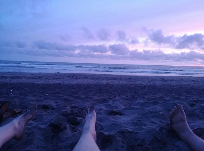 Me And 2 Friends Enjoying A Sunset On The Beach