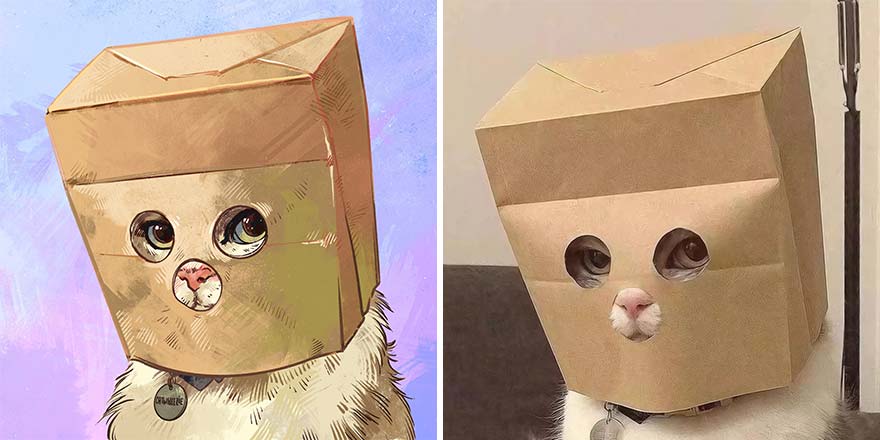 The Funniest Internet-Famous Cat Pics Get Illustrated By Catwheezie (New Pics)