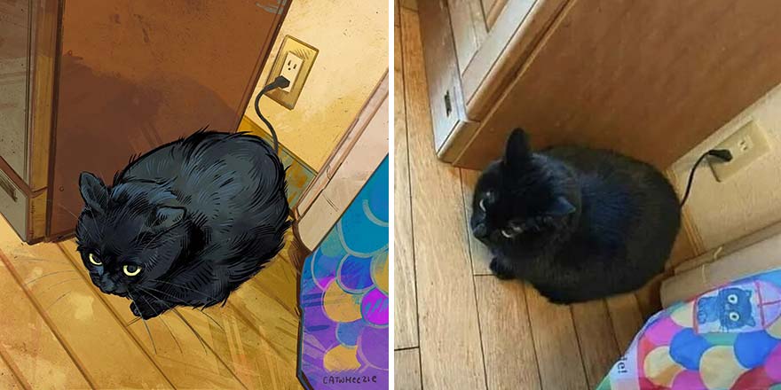 The Funniest Internet-Famous Cat Pics Get Illustrated By Catwheezie (New Pics)