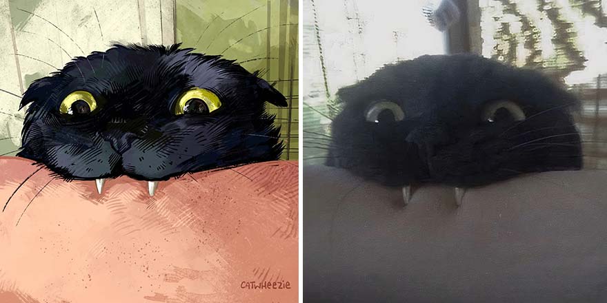 The Funniest Internet-Famous Cat Pics Get Illustrated By Catwheezie (New Pics)