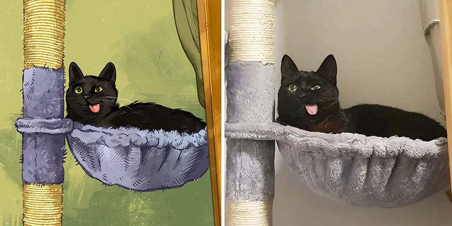 The Funniest Internet-Famous Cat Pics Get Illustrated By Catwheezie (New Pics)