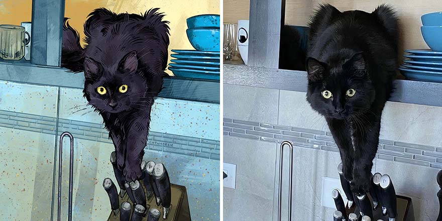 The Funniest Internet-Famous Cat Pics Get Illustrated By Catwheezie (New Pics)
