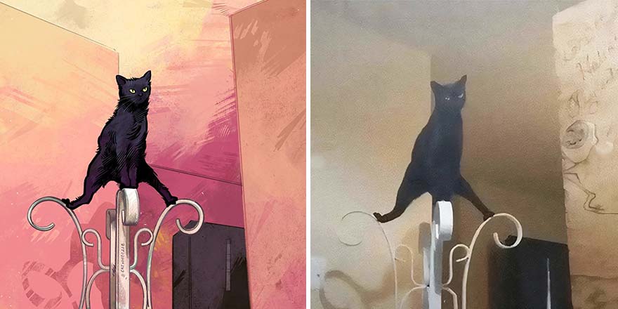 The Funniest Internet-Famous Cat Pics Get Illustrated By Catwheezie (New Pics)