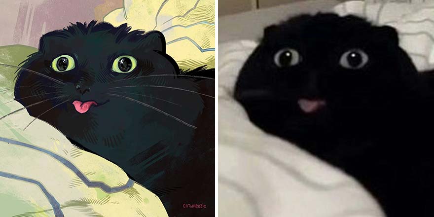 The Funniest Internet-Famous Cat Pics Get Illustrated By Catwheezie (New Pics)