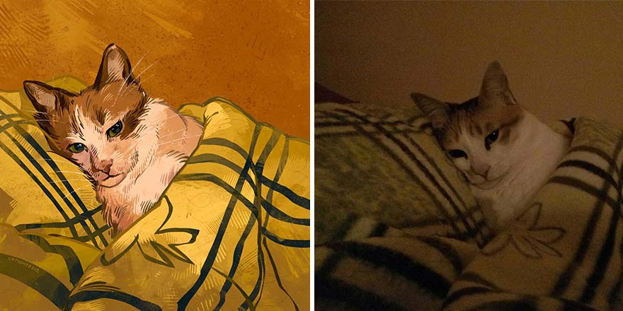 The Funniest Internet-Famous Cat Pics Get Illustrated By Catwheezie (New Pics)