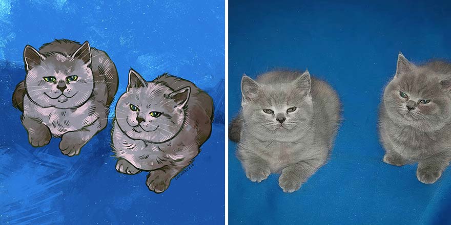 The Funniest Internet-Famous Cat Pics Get Illustrated By Catwheezie (New Pics)