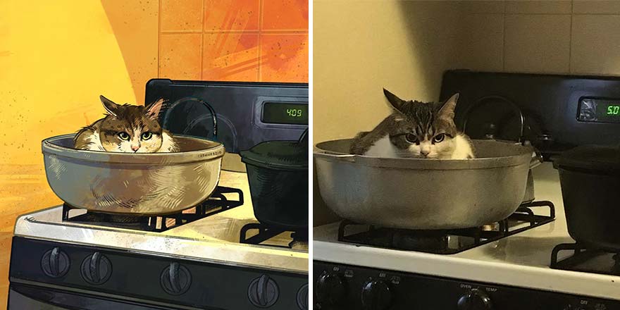 The Funniest Internet-Famous Cat Pics Get Illustrated By Catwheezie (New Pics)