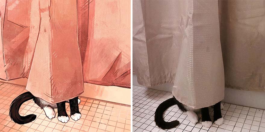 The Funniest Internet-Famous Cat Pics Get Illustrated By Catwheezie (New Pics)
