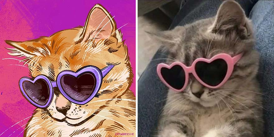 The Funniest Internet-Famous Cat Pics Get Illustrated By Catwheezie (New Pics)
