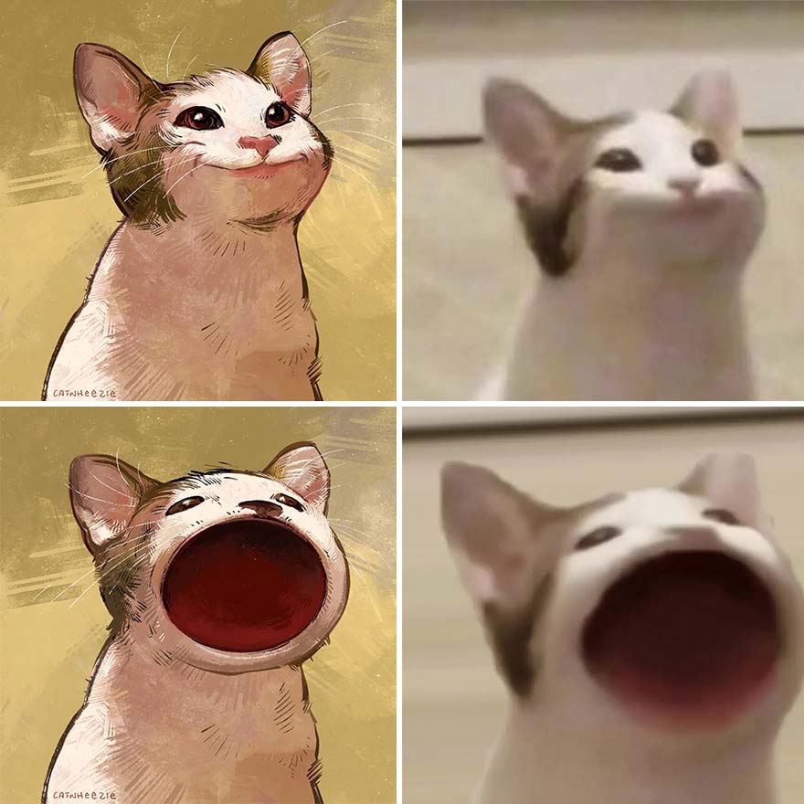 The Funniest Internet-Famous Cat Pics Get Illustrated By Catwheezie (New Pics)