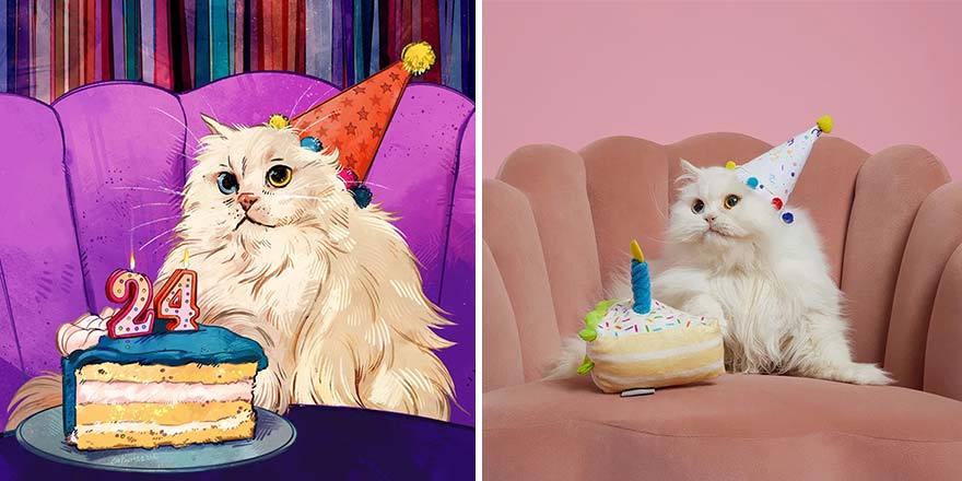 The Funniest Internet-Famous Cat Pics Get Illustrated By Catwheezie (New Pics)